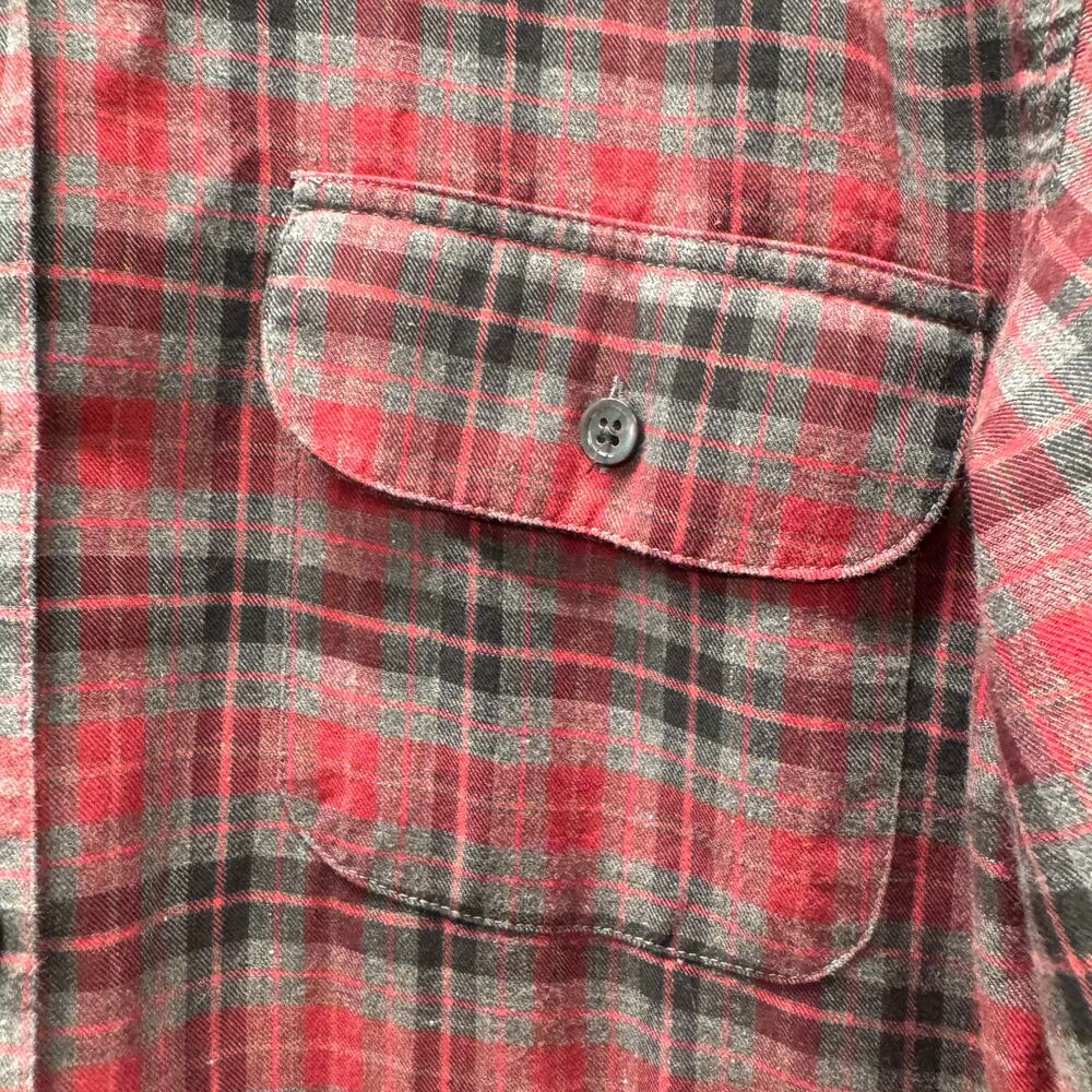 Talbots Shirt Womens Medium Red Black Plaid Cotton Button Up Flannel Vintage - Picture 7 of 8